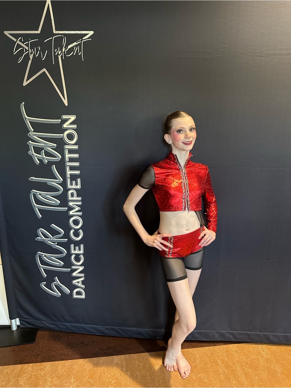 Red and black dance costume